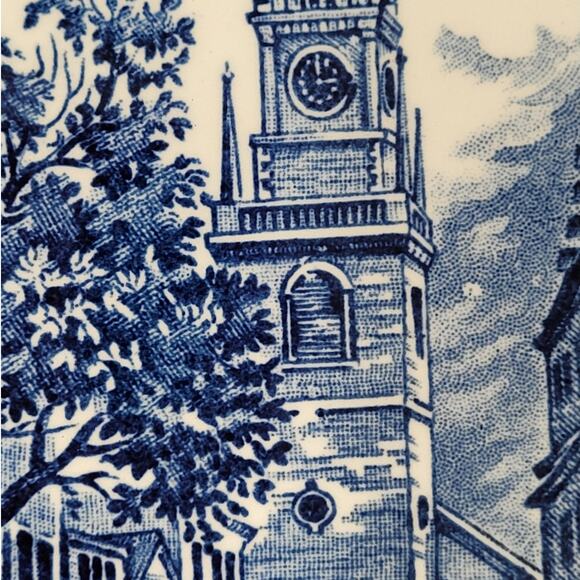 Staffordshire Vintage Liberty Blue 1776 Colonial Transferware 4 Rim Soup Bowls 1 - Picture 7 of 11